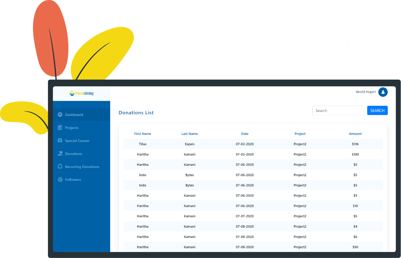Track donations